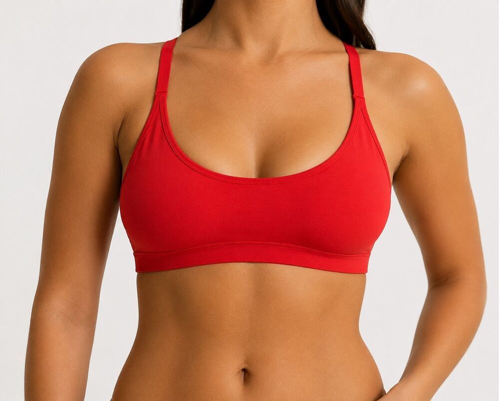 SKIMS Fits Everybody Racerback Bralette Size L Red Wireless Stretch Bra
